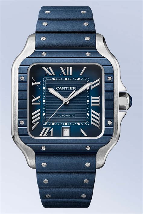 cartier santos blue pvd|cartier santos 100 price uk.